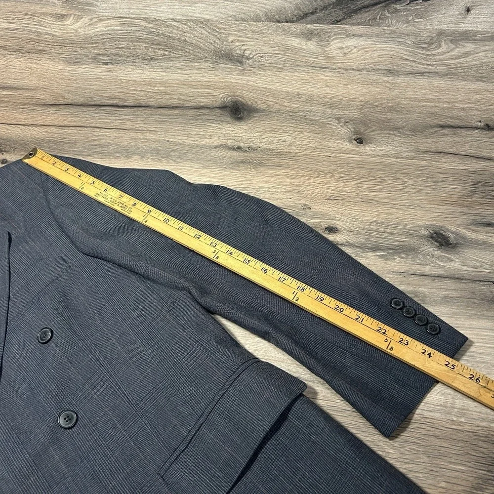 English Manor Men's Blazer Double Breasted Wool Single Button Gray 42R‎ Vintage